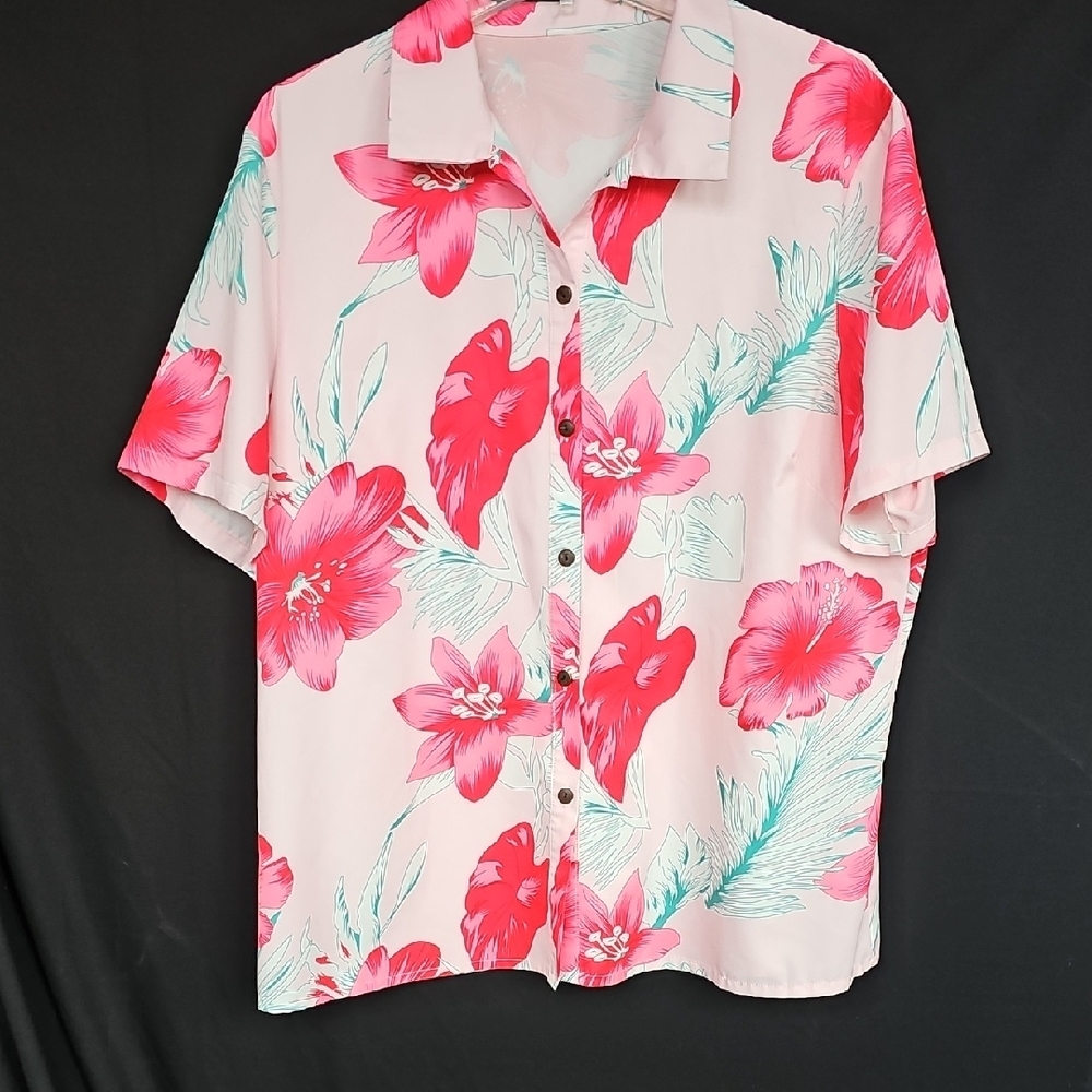 Floral‎ Men's Shirt - Pink and Green
